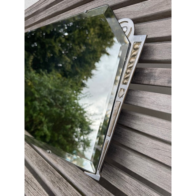 1920s Art Deco Bevelled Mirror with Metal Frame, 1920s For Sale - Image 5 of 11