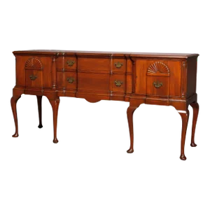 Queen Anne Style Mahogany Block Front & Shell Carved Sideboard C1930