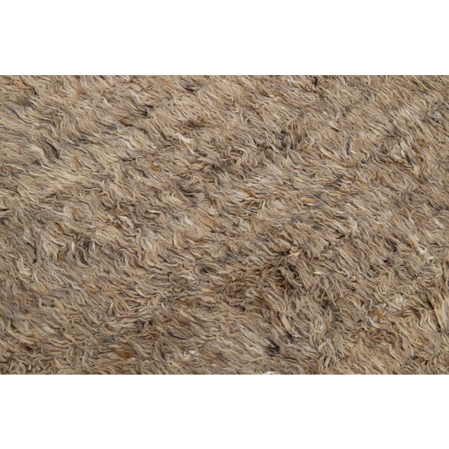 Contemporary Modern Moroccan Style Wool Rug in Solid Brown For Sale - Image 3 of 7