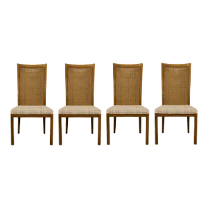 Set of 4 High End Solid Maple Italian Style Cane Back Dining Side Chairs 5547