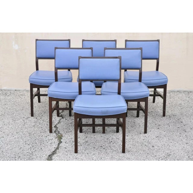 Mid 20th Century Vintage Mid Century Modern Jens Risom Style Blue Sculpted Dining Chair -Set of 6 For Sale - Image 11 of 11