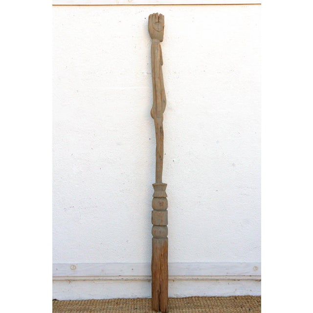 Wood Antique Sun-Bleached Tribal Wurkun Slender Figure For Sale - Image 7 of 9