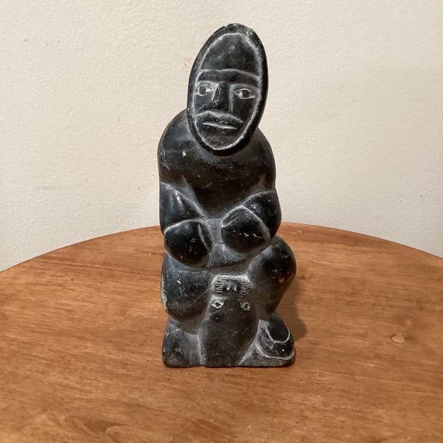Mid 20th Century Vintage Carved Soapstone Large Eskimo Inuit