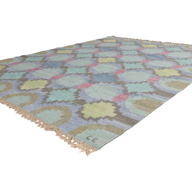 Mid-Century Modern Judith Johansson Swedish Rollakan Rug, 06'03 X 08'03 For Sale - Image 3 of 13