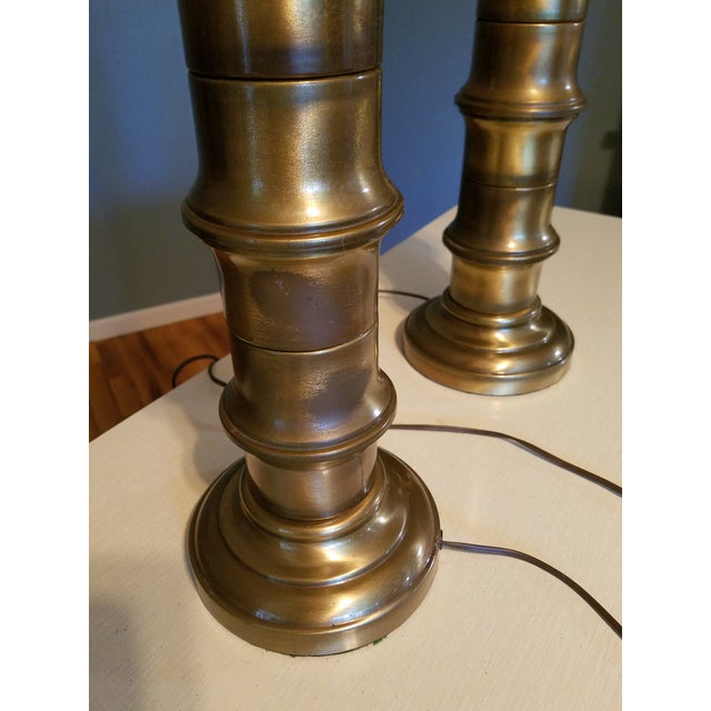 Hollywood Regency Mega Stalk Faux Bamboo Lamps - a Pair For Sale In Columbus - Image 6 of 13
