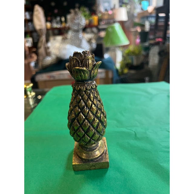 1970s Small Light Weight Gilded Pineapple For Sale In Atlanta - Image 6 of 7