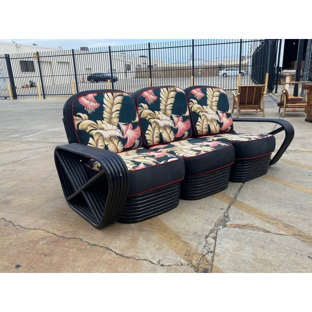 Wood Restored 6 Strand Black Ash Table, Sofa, Lounge Chair Livingroom Set For Sale - Image 7 of 12