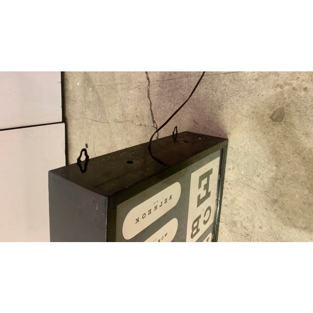 Vintage Eye Testing Chart, Circa 1950 Back Lit. Made in Denmark