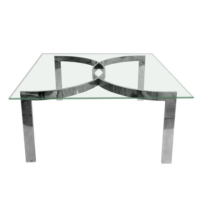 Mid-Century Modern Milo Baughman Style Vintage Chrome Flat Bar Coffee Table Base For Sale - Image 3 of 3