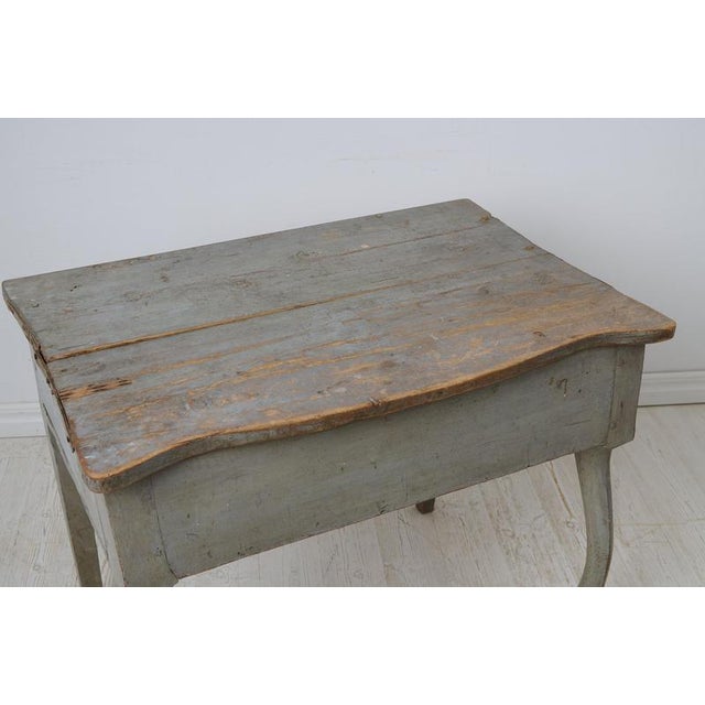 Gray Antique Rococo Style Folk Art Console Table with Storage in Pine, Sweden For Sale - Image 8 of 12