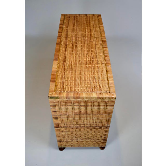 1970's Vintage Coastal Woven Rattan Campaign Chest of Drawers For Sale - Image 11 of 14