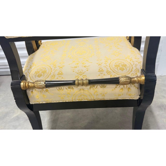 1960s Pair of Italian Hollywood Regency Empire-Style Black & Gold Lion-Head Armchairs For Sale - Image 10 of 11