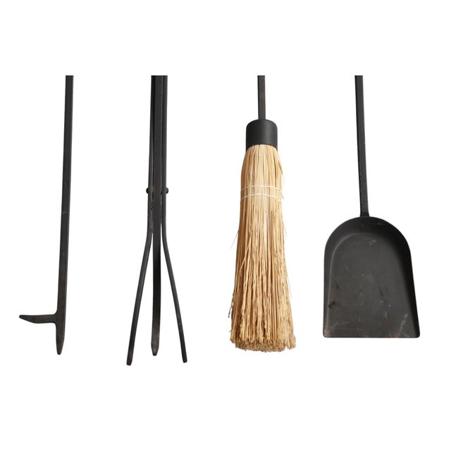 Late 20th Century Contemporary Black Cast Iron Fireplace Tools, 5pcs For Sale - Image 5 of 6