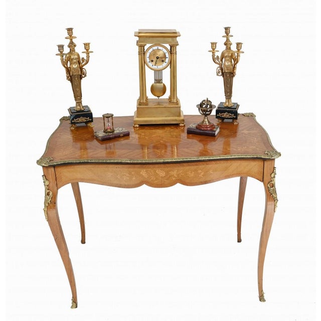 You are viewing a gorgeous French desk or bureau plat in the Louis XVI manner Elegant design with cabriole legs and...