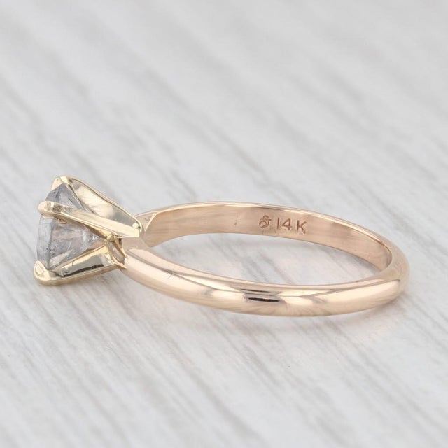 1ct Gray Galaxy Diamond Solitaire Engagement Ring 14k Yellow Gold Size 5.75 For Sale - Image 4 of 8