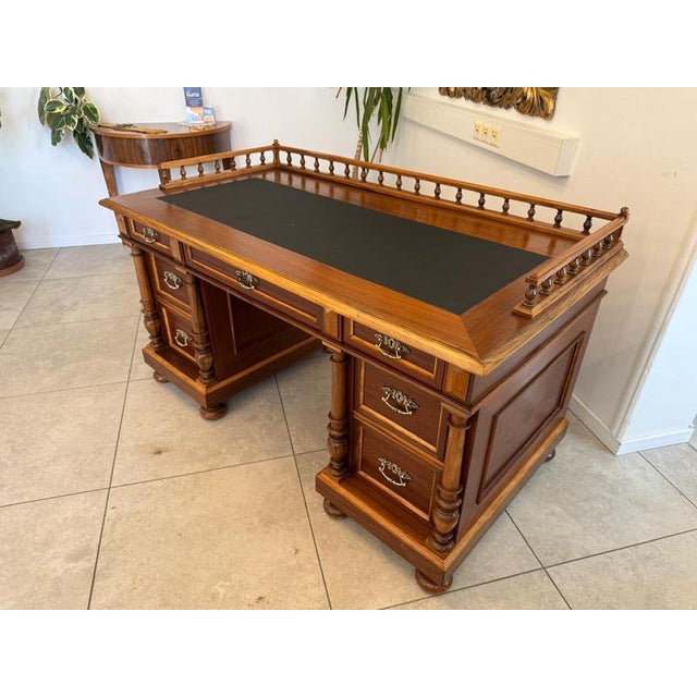 Gründerzeit Column Desk in Oak and Walnut For Sale - Image 5 of 14