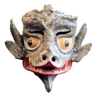 Vintage Chinese Paper-Maché Folk Art Dragon/Demon Mask For Sale