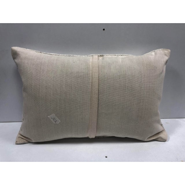 Turkish White Organic Traditional Handmade Sofa Pillow For Sale - Image 4 of 6