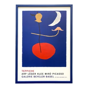 Joan Miro Vintage 1961 Mid Century Modern Fine Art Lithograph Print Framed Exhibition Poster " Danseuse Espangnole " 1960