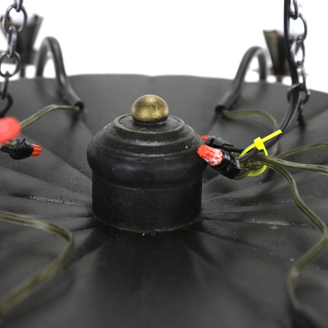 Black Vintage Handmade Iron Black and Gold 8-Light Chandelier For Sale - Image 8 of 11