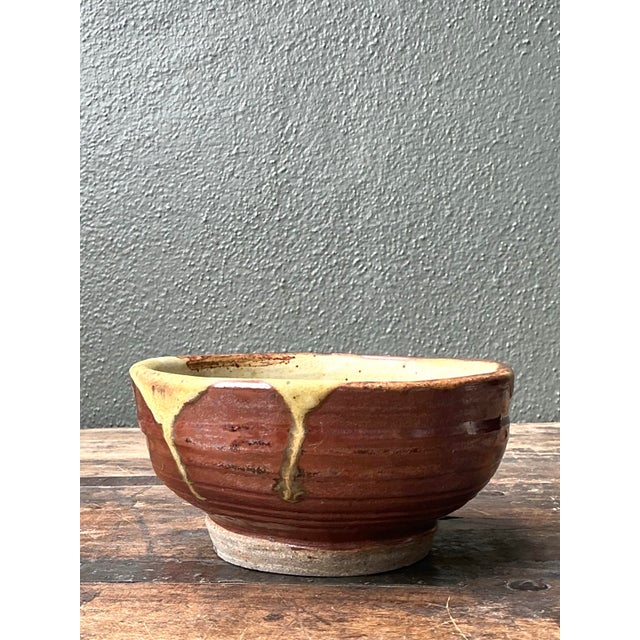 Vintage Original Studio Pottery Drip Glaze Bowl For Sale - Image 9 of 12