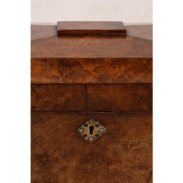 Antique Burl Walnut Tea Caddy With Claw Feet For Sale - Image 4 of 9