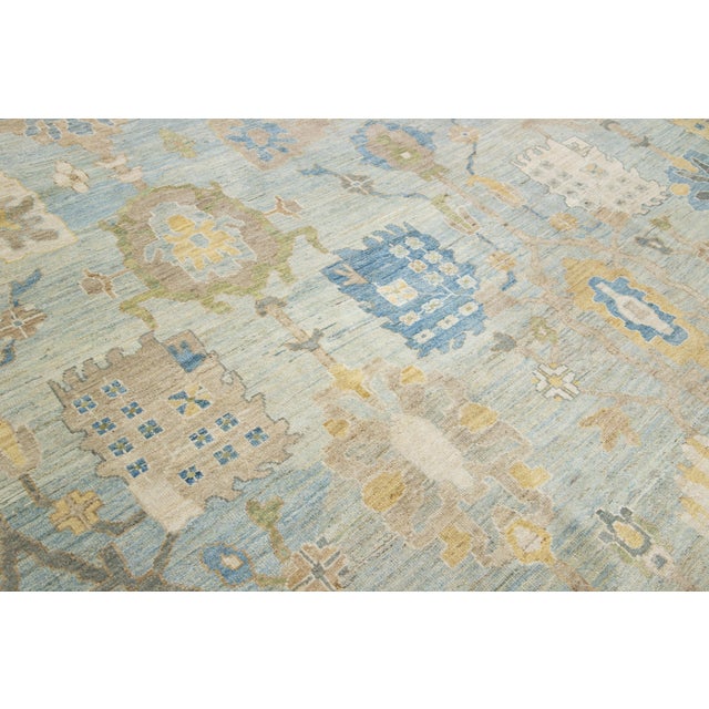 Apadana's Modern Blue Oversized Sultanabad Wool Rug With Allover Design For Sale In New York - Image 6 of 10