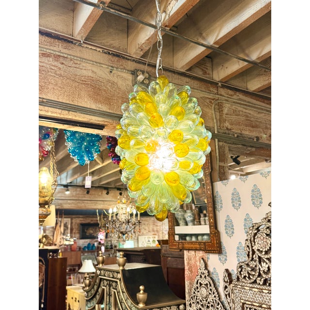 1990s Light Fixture Pendant of Recycled Handblown Glass For Sale - Image 4 of 11