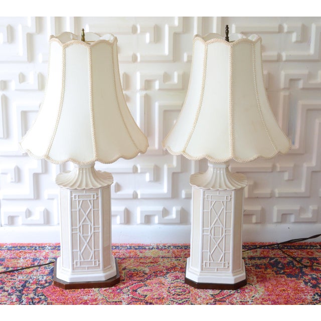 White Frederick Cooper Chinoiserie Table Lamps With ...