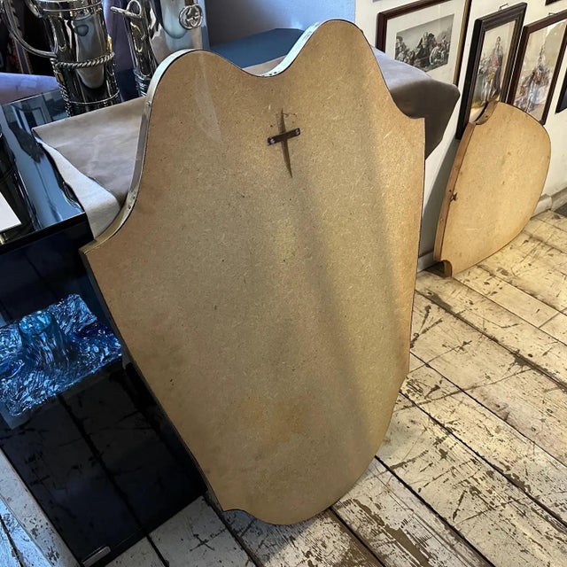 1950s Gio Ponti Style Mid-Century Modern Solid Brass Italian Big Wall Mirror For Sale - Image 4 of 12