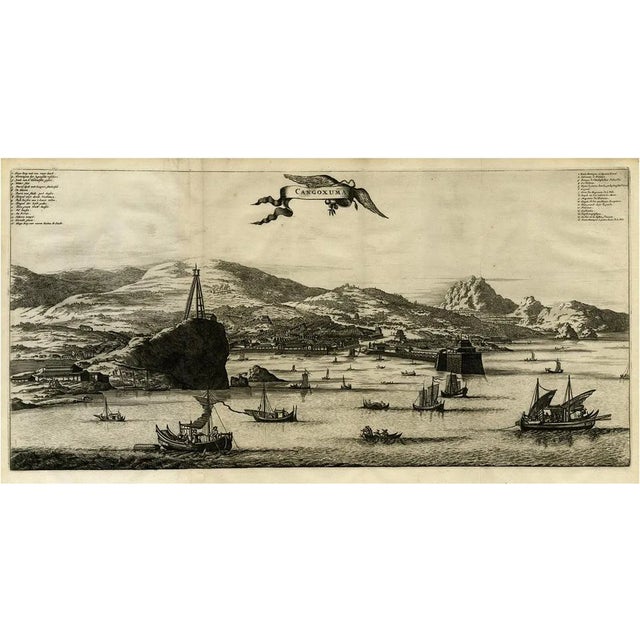 Bird's Eye View of Cangoxuma (Kagoshima) in Japan, 1669, Original Engraving For Sale