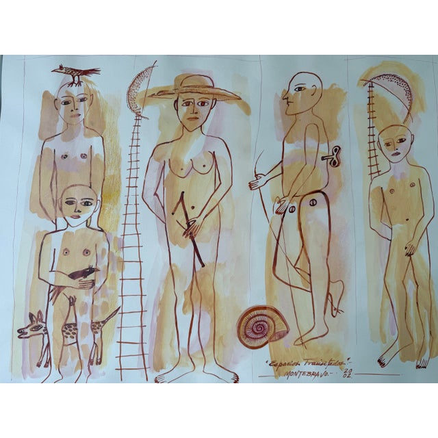 2000 - 2009 2002 José García Montebravo “Espacios Transitados” Acrylic & Ink on Paper Painting – Framed For Sale - Image 5 of 12