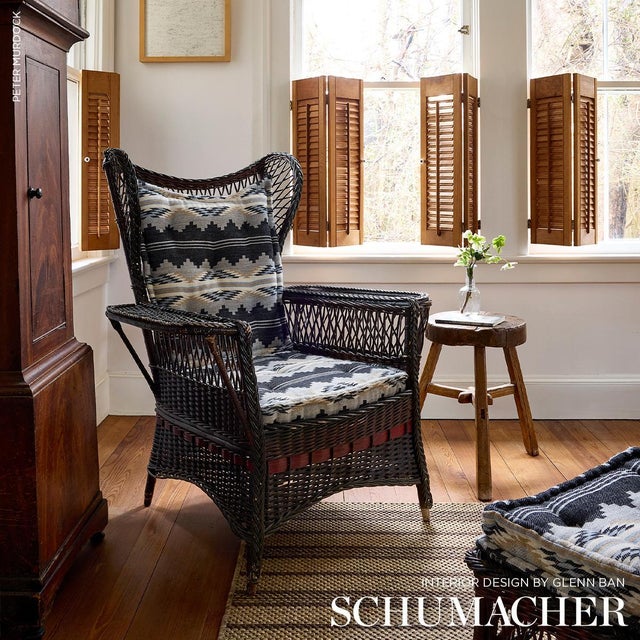 2020s Schumacher Monsoon Fabric In Navy For Sale - Image 5 of 6