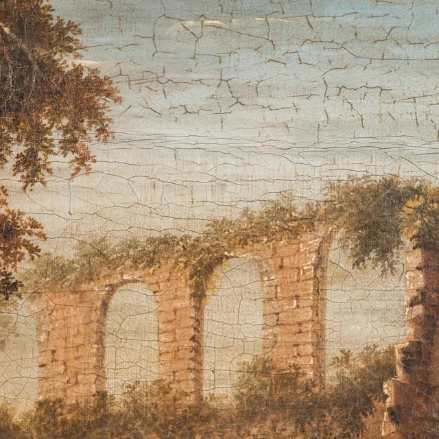 English Antique 19th Century Original English Landscape of Abbey Ruins Oil Painting For Sale - Image 3 of 8