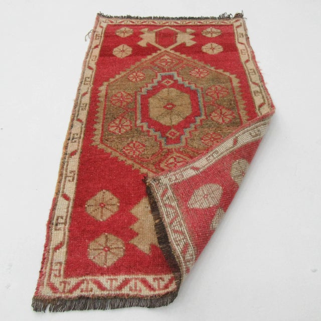 Mid-Century Modern Vintage Mini Kars Region Turkish Rug For Sale - Image 3 of 4
