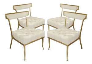 White and Brass Chairs by William "Billy" Haines - Set of 4