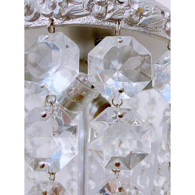 1950s Italian Silver Rim Basket Chandelier For Sale In New York - Image 6 of 8