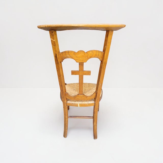 Brown Antique Spanish Church Prayer Chair, 1890s For Sale - Image 8 of 15