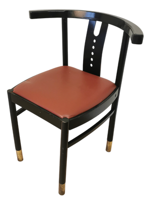Vintage Postmodern Bentwood Dining Chair with Brown Leather Seat from Thonet, 2000