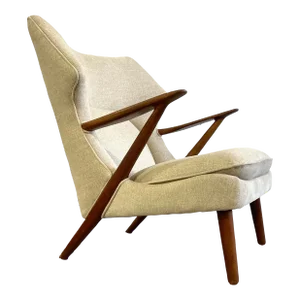 Kurt Olsen 221 for Slagelse Mobelvaerk Lounge Wingback Danish Modern Chair