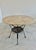 1940s Round Breccia Botticelli Marble Top on Iron Frame Table Inset With Woven Wicker For Sale - Image 5 of 16