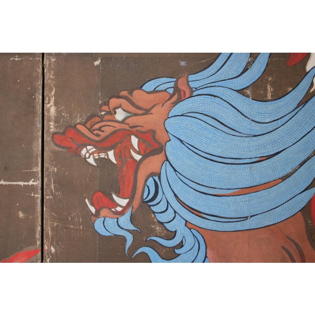 Large Meiji to Early Showa Japanese 8-Panel Painted Byobu Screen "Celestial Maiden" For Sale - Image 13 of 18