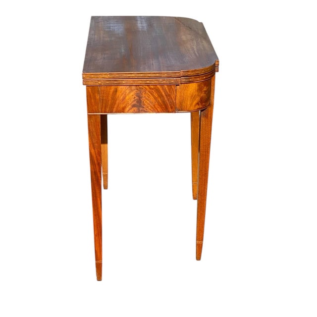 Antique Hepplewhite Style Mahogany & Satinwood Card Table / Console Table For Sale - Image 9 of 12