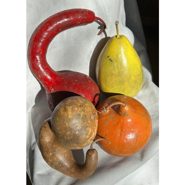 Vintage Painted and Natural Hollow Large Gourds - Set of 4 For Sale - Image 11 of 11