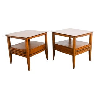 1960s Mid Century Modern Nightstand End Side Table Willets Solid Cherry Wood Drawer For Sale