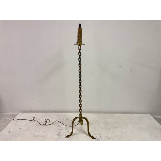 Gilt Metal Chain Link Floor Lamp in the style of Franz West, 1970s For Sale - Image 9 of 13