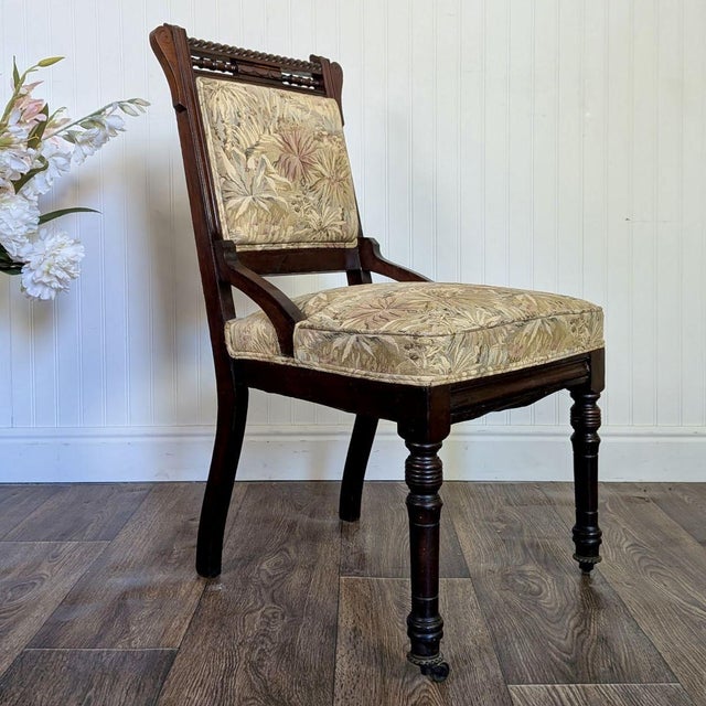 Late 19th Century Antique Victorian / Edwardian Library Chair on Casters For Sale - Image 5 of 14