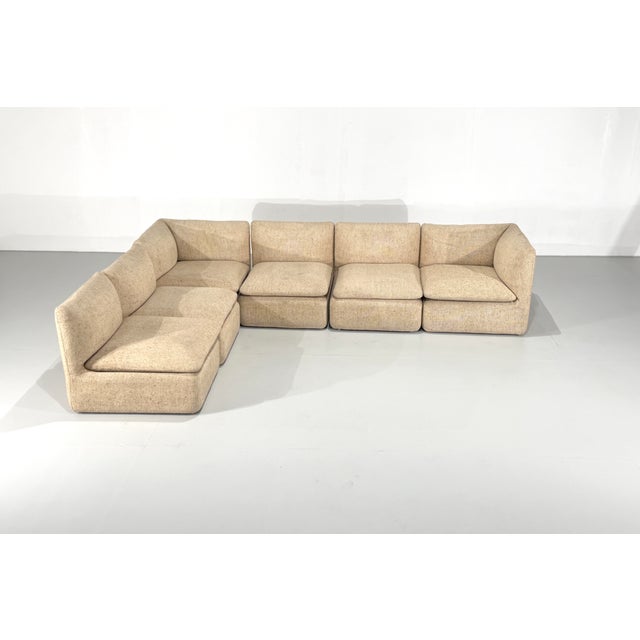Mid-Century Modern Modular Sofa in Beige Tweed from Strafor, 1980s, Set of 6 For Sale - Image 3 of 8