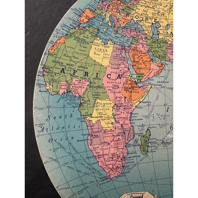 Vintage 1930s World Map Decor For Sale - Image 10 of 12