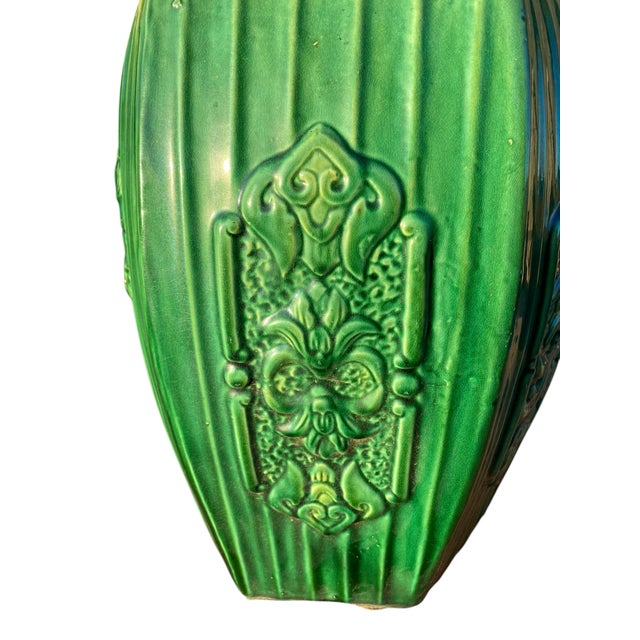Chinese Garden Seat Celadon Ceramic Emerald Green Stool Antique Decor Large 16"h For Sale - Image 4 of 18
